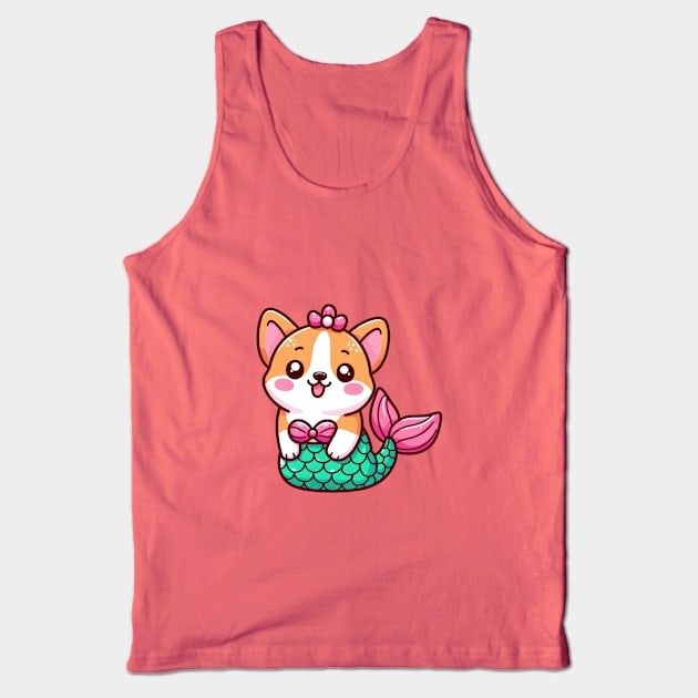 Kawaii corgi girl mermaid Tank Top by WellnerCreations